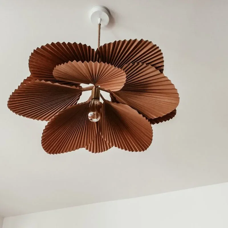 Wabi Silent Wind Living Room Chandelier Nordic Vintage Restaurant Bedroom Homestay Wind Fan-shaped Pleated Lighting