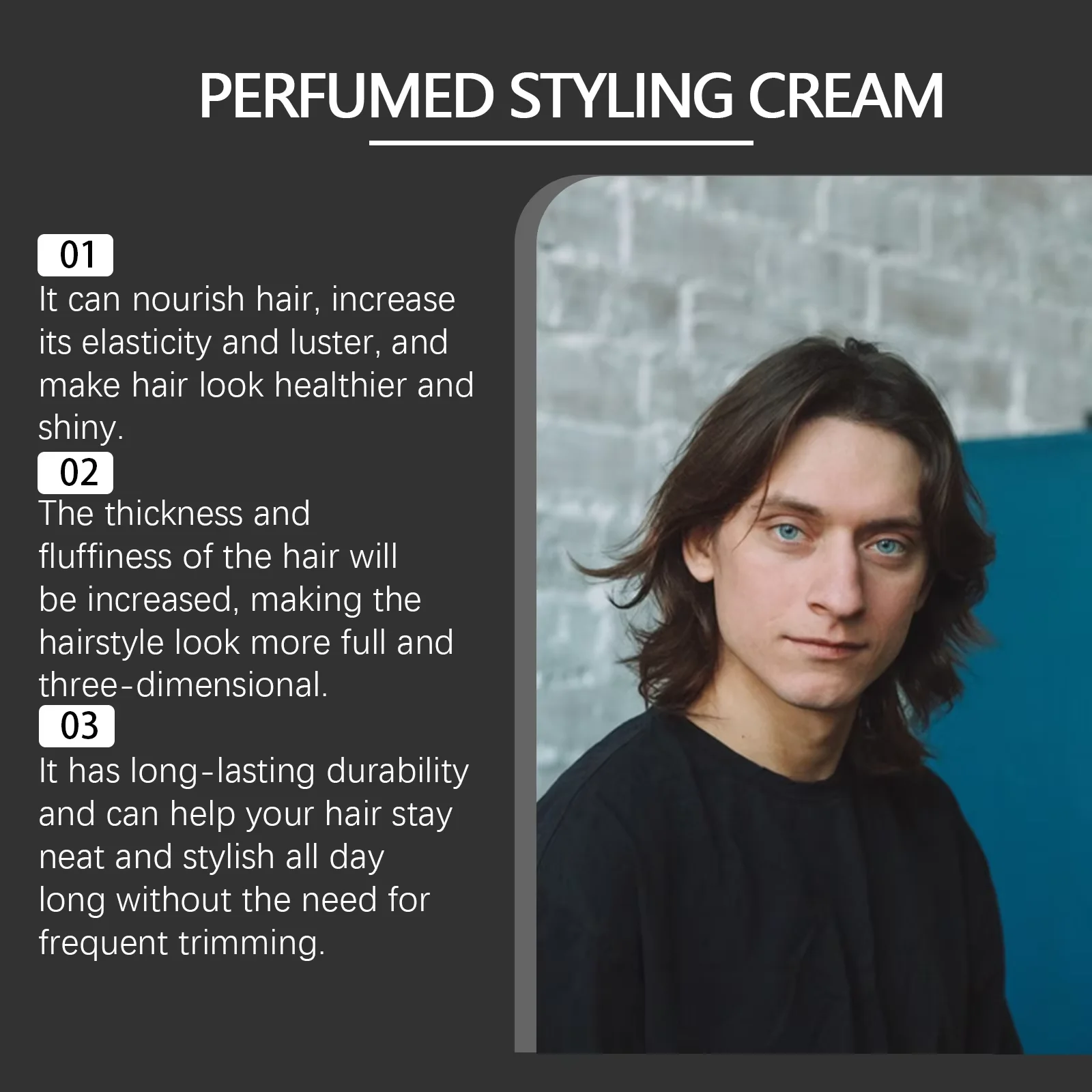 الرجال كريم تصفيف الشعر طويلة الأمد تصويب قوي عقد رقيق غير دهني تقليل التجعد التشطيب غسول شمع الشعر الثابت #5