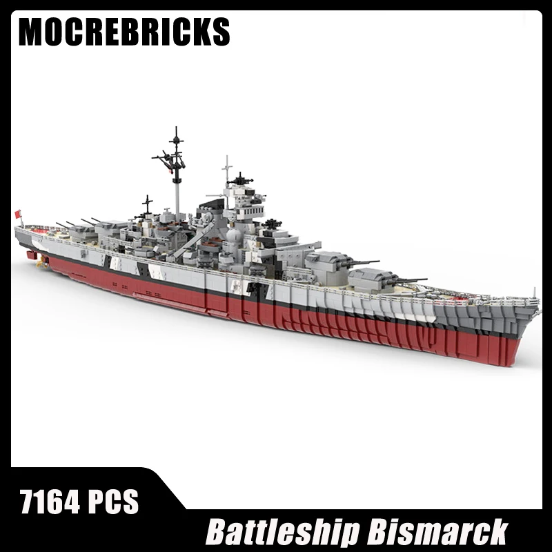 MOC Modern Marine Warship Series Battleship Bismarck DIY Bricks Building Blocks Model Children's Toys Birthday For Creative Gift