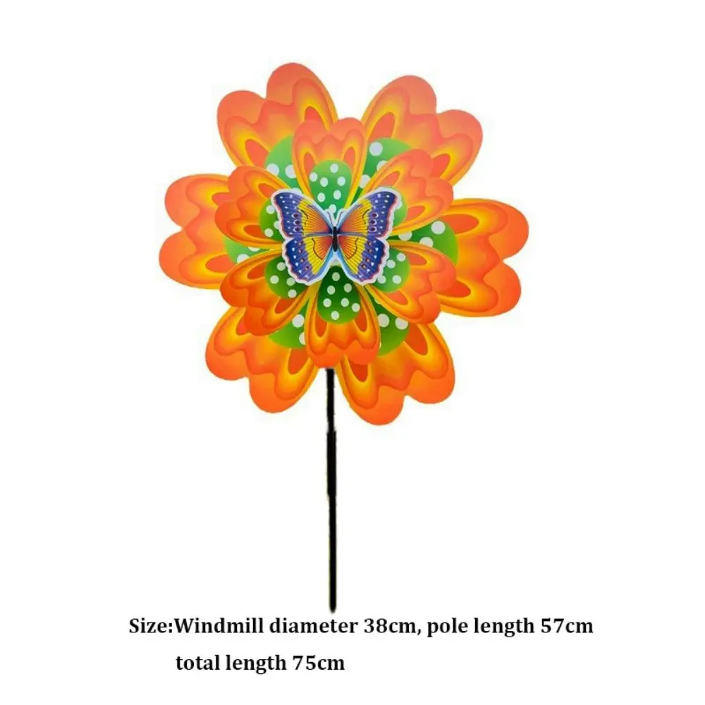 Molino de viento de pétalos de dibujos animados de baile de mariposa multiestilos, Spinner de viento giratorio colorido de PVC, diámetro 38cm de doble capa
