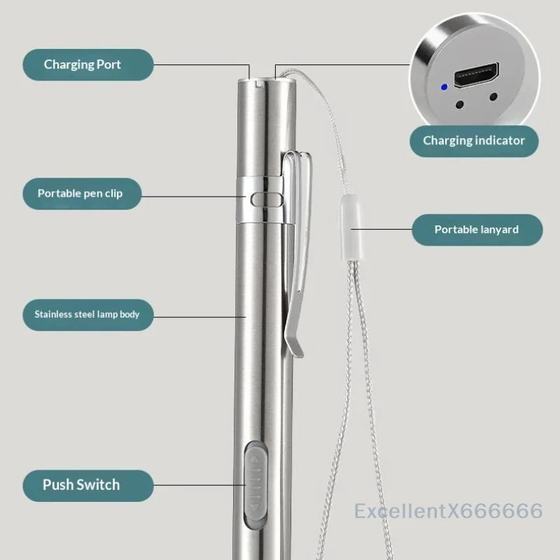 

Mini Pocket Torch Pen Flashlight Camping Lamp for Outdoor Night Lighting USB Rechargeable LED Flashlight Super Bright