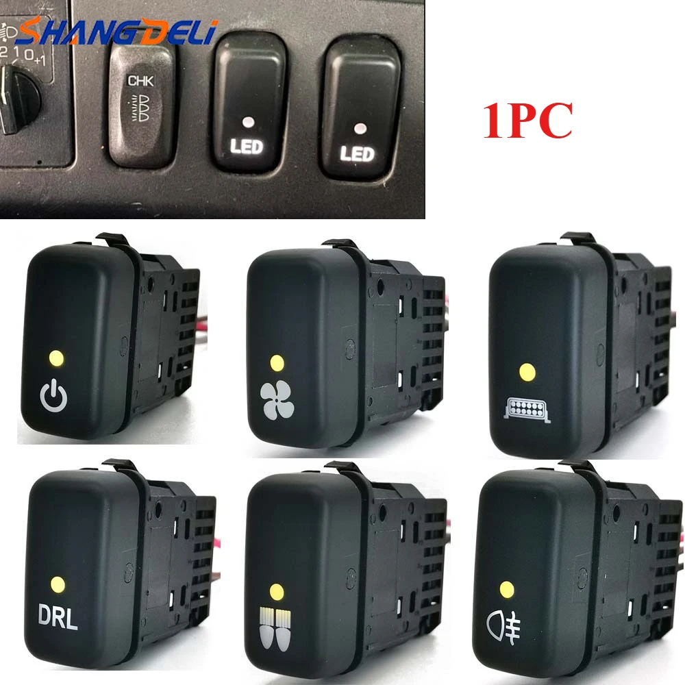 

1PC DC12V Car DRL Parking Radar Spotlight Rear Fog Light Switch Button with Wire for Mitsubishi Fuso Car Accessories