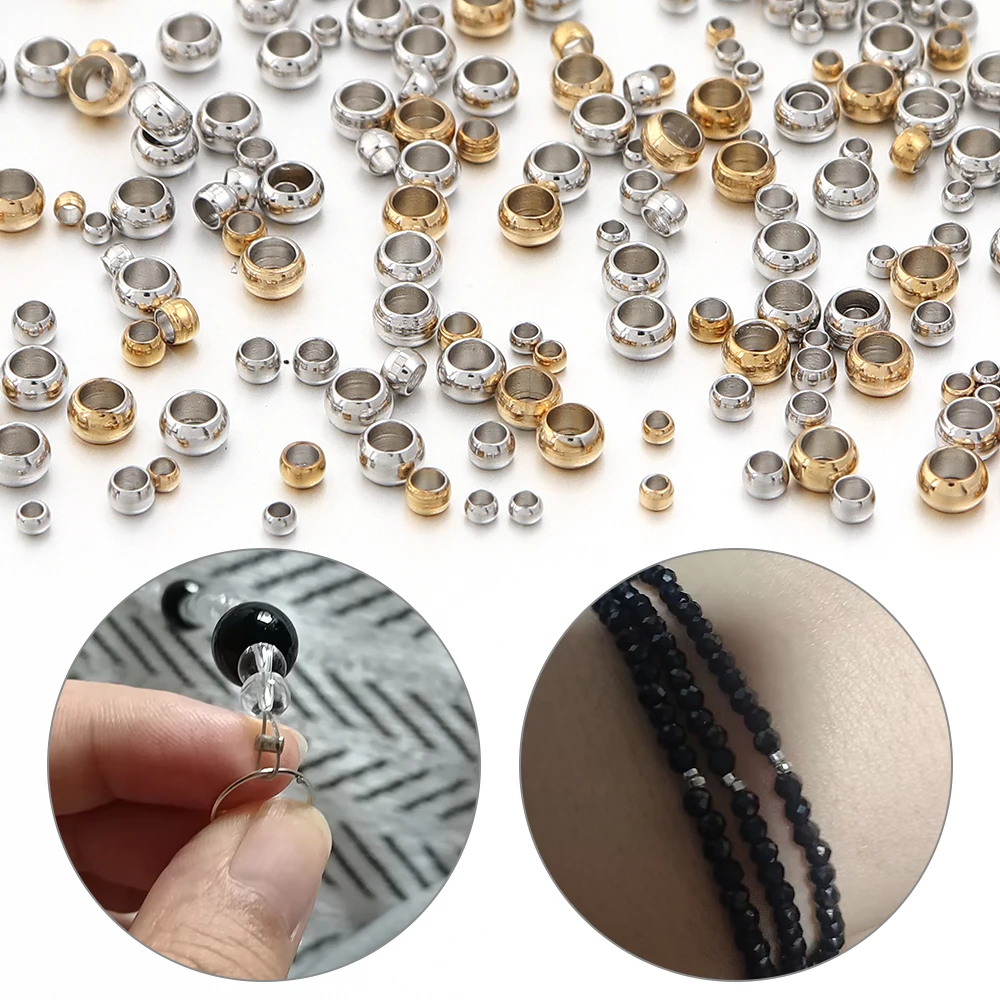 50-100 Stück/Lot 1,5 2 3mm Edelstahl-Kugel-Quetschperlen Stopper-Abstandshalterperlen für DIY Schmuckherstellung Zubehör – Detail 4