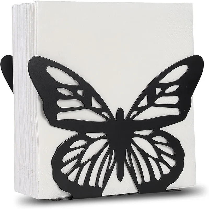 Metal Napkin Holders for Table Decoration, Butterfly Napkin Rings, Black and White, Fashion, ZJ015