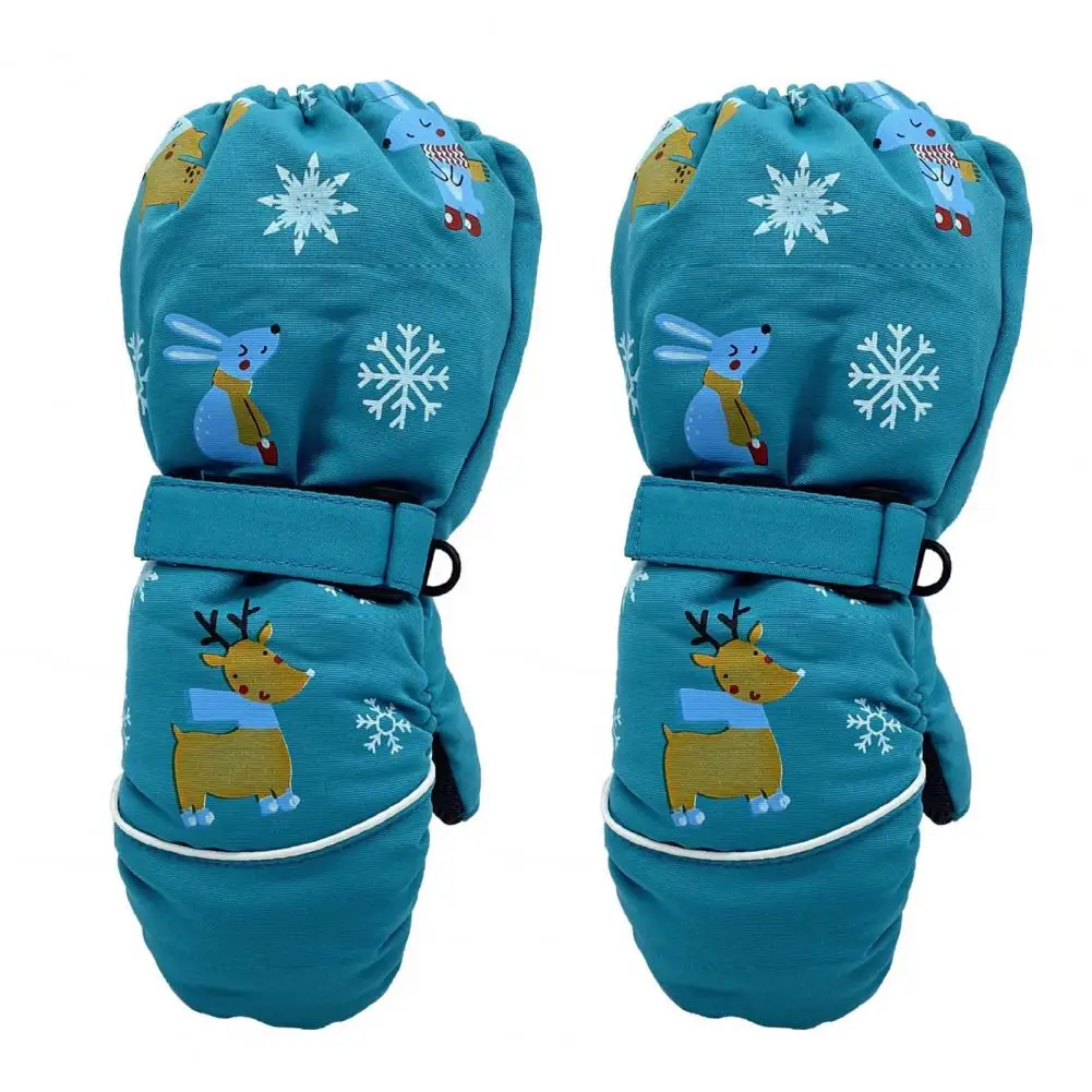 2-6 Years Old Children Ski Gloves Cartoon Deer Rabbit Mittens Winter Hanging Buckle Waterproof Warm Thermal Kids Snow Gloves