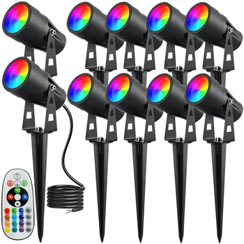 Rgbw Landschap Licht 6W 12V Laagspanning Rgb Led Landschap Verlichting Spot Waterdichte Buitenlamp Met Afstandsbediening Voor Tuin Pad Tuin