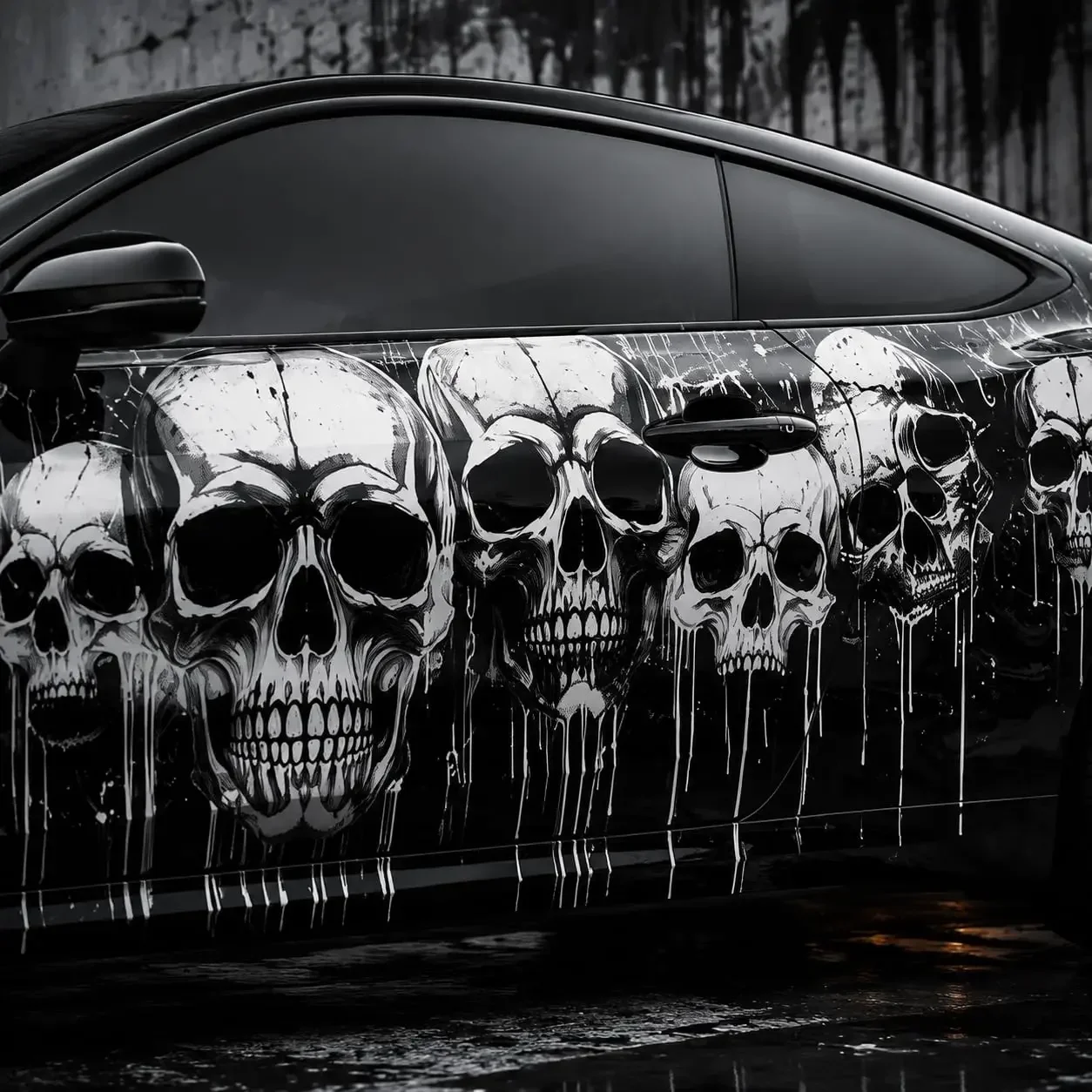 Dripping Skulls Car Side Graphic Vinyl Wrap Decal Sticker