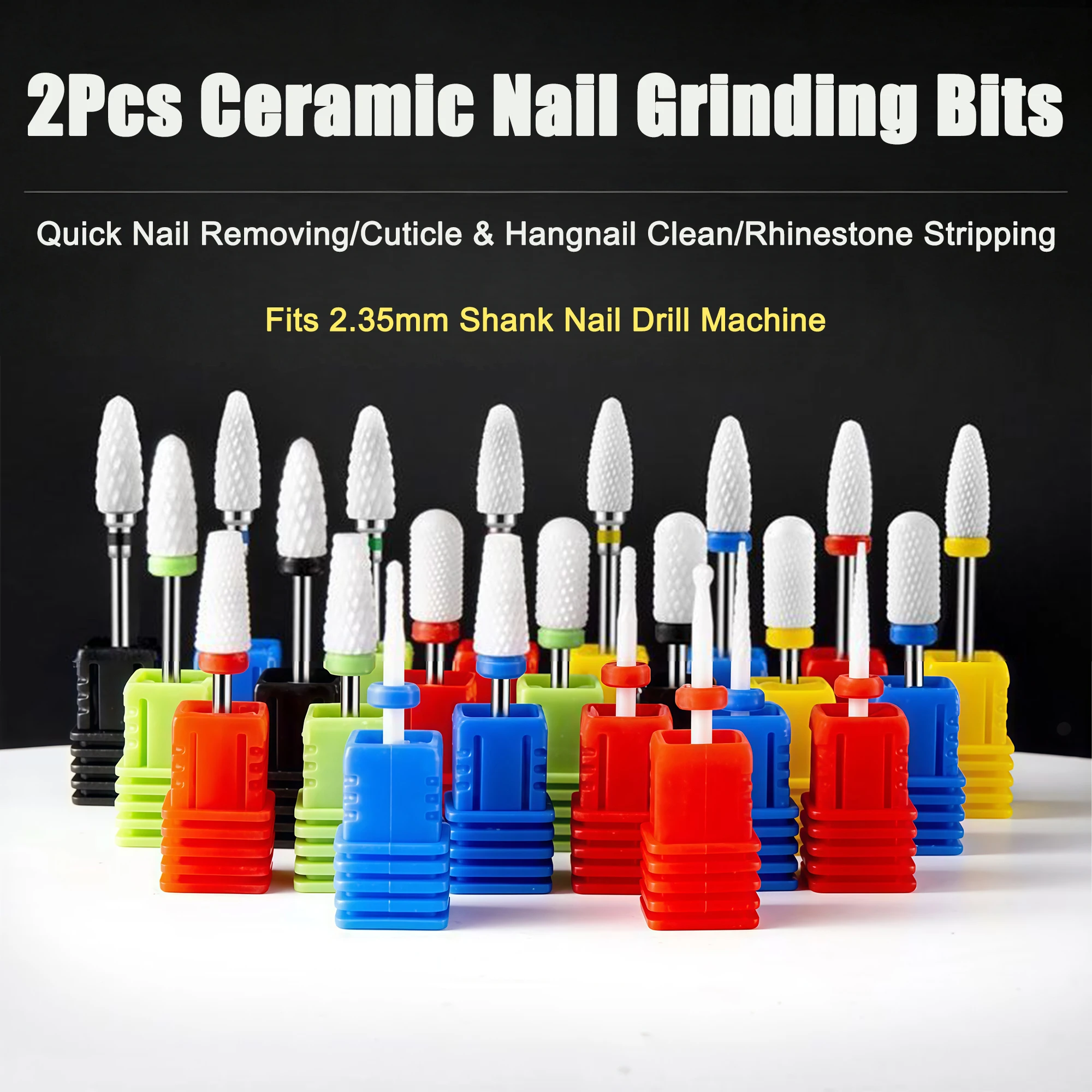 2-teiliges Keramik-Nagelbohrer-Set mit 3/32 Zoll Schaft, Maniküre-Pflegezubehör für schnelles Nagelpolieren & Gel-Entfernung, Nagelschleifbit