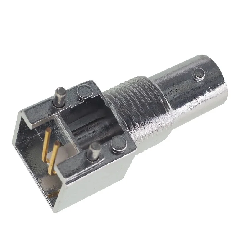 Metal Integrated BNC-KWE BNC Female Connector Elbow Straight Four-Pin Video Surveillance PCB Board End Connector 90 °