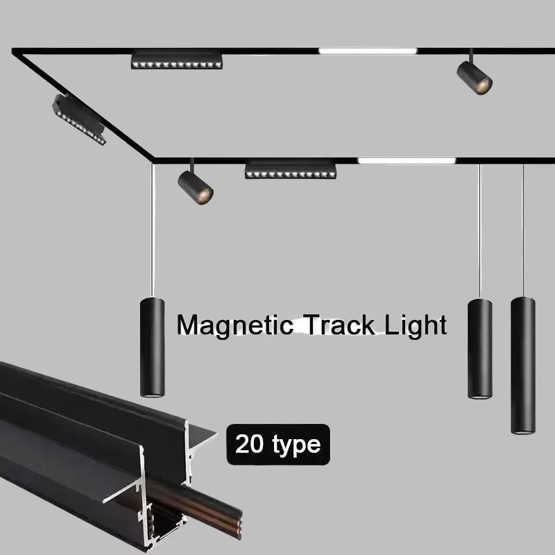 20-Type Magnetic Track Lights DC48V LED Floodlight Spotlight Downlight Living Room Without Main Light Grille Lamp Series Modern