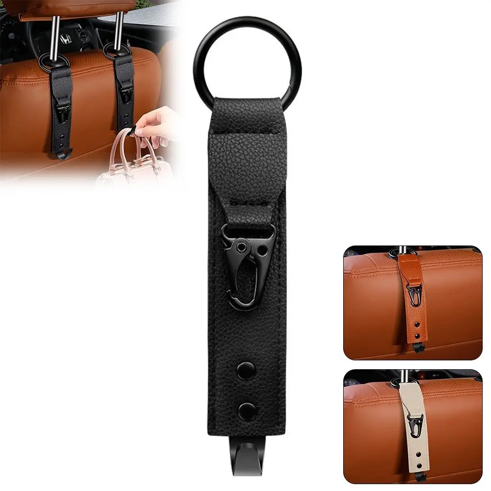 New PU Leather Car Headrest Hook Adjustable Space Saving Car Seat Hooks Seat Back Hook Vehicle Accessories