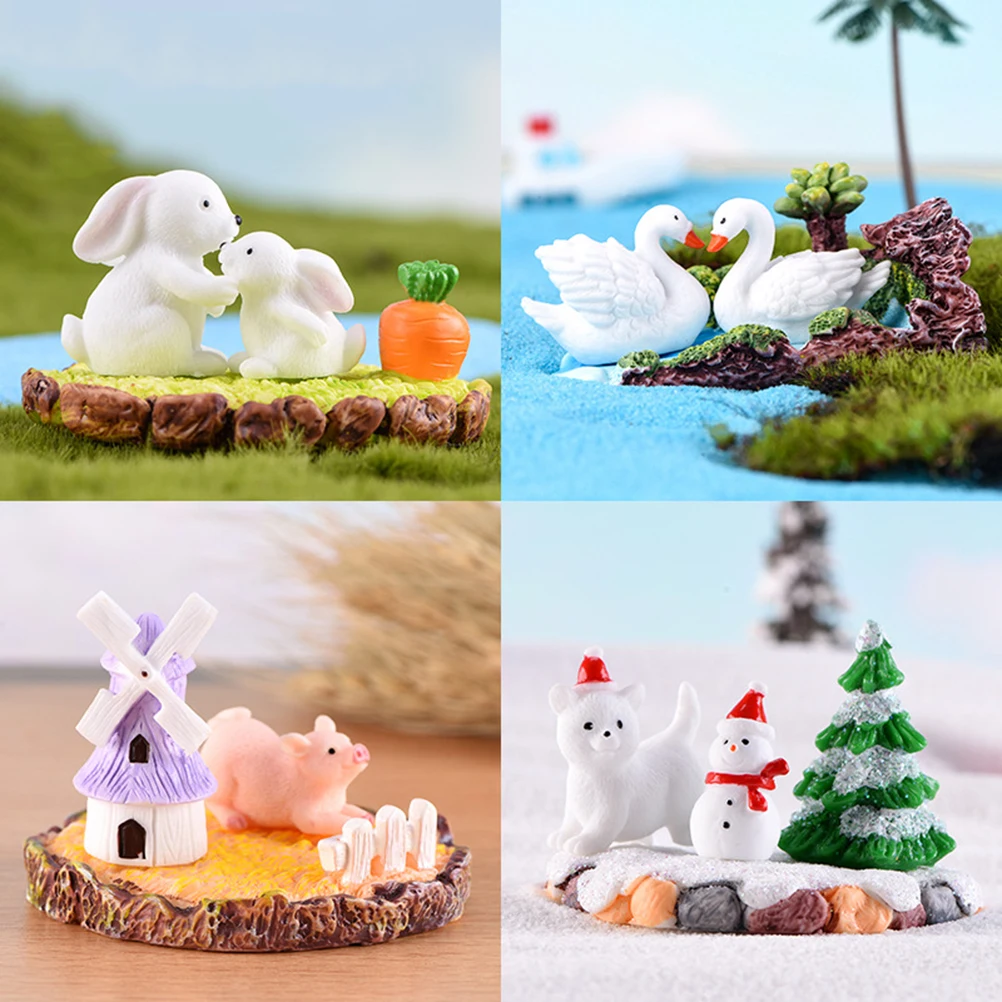 

Micro Landscape Resin Craft Ornaments Desktop Ornament Decoration Crafts Ornaments Gifts Winter Four-piece