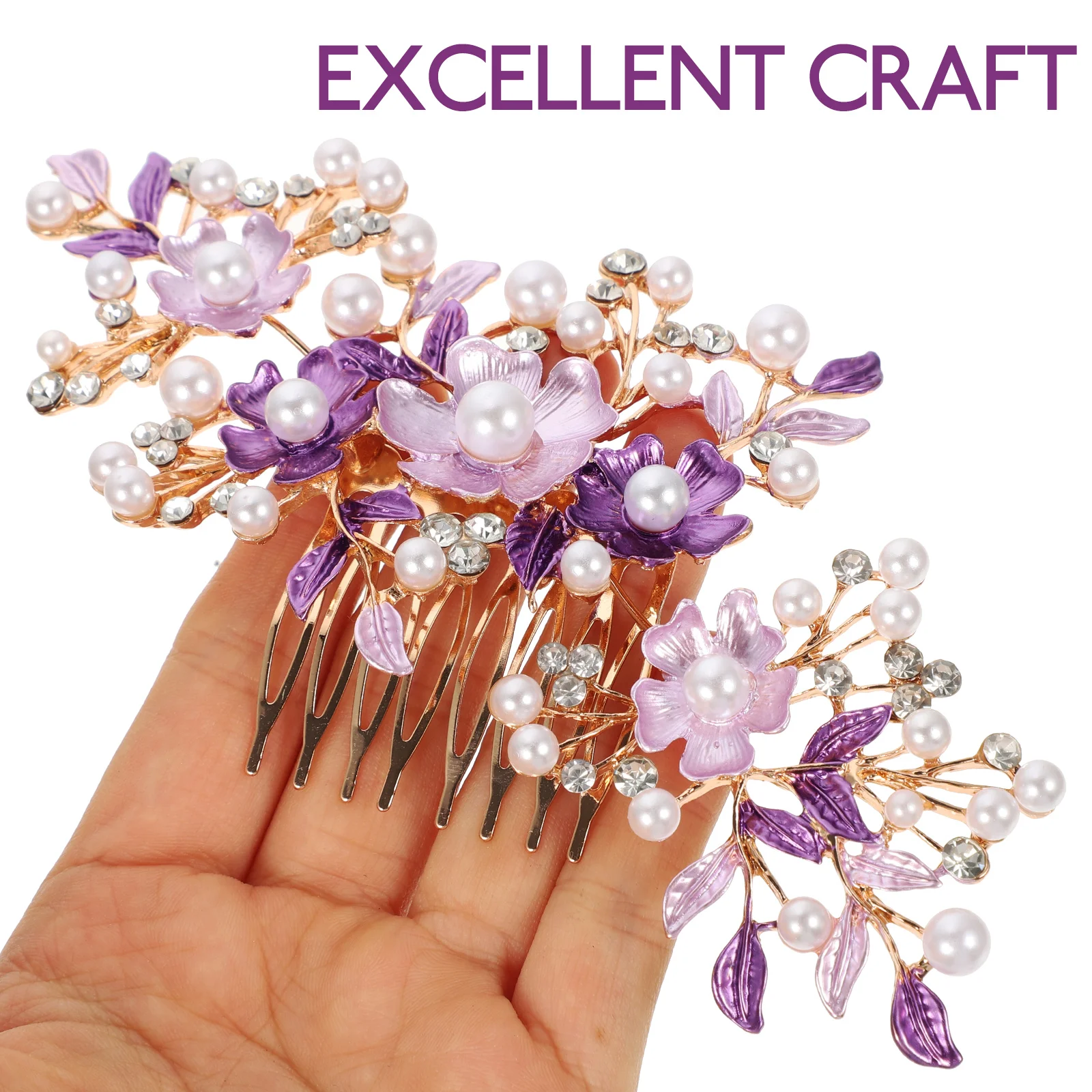 Hair Plug Bride Accessories Floral Jewelry Painted Rhinestones Wedding Flower Comb Pearls Miss Girls