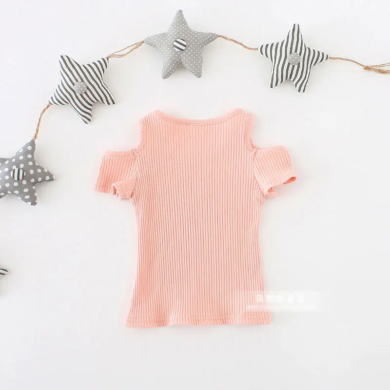 

Baby Girls T Shirt Thread Toddler T-shirt Strapless Tops For Children Candy Color Kids Blouse Baby Tees Clothing