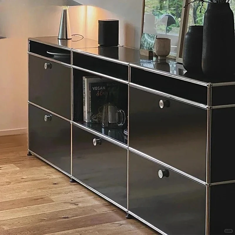 

Designer custom side cabinet module cabinet black stainless steel locker
