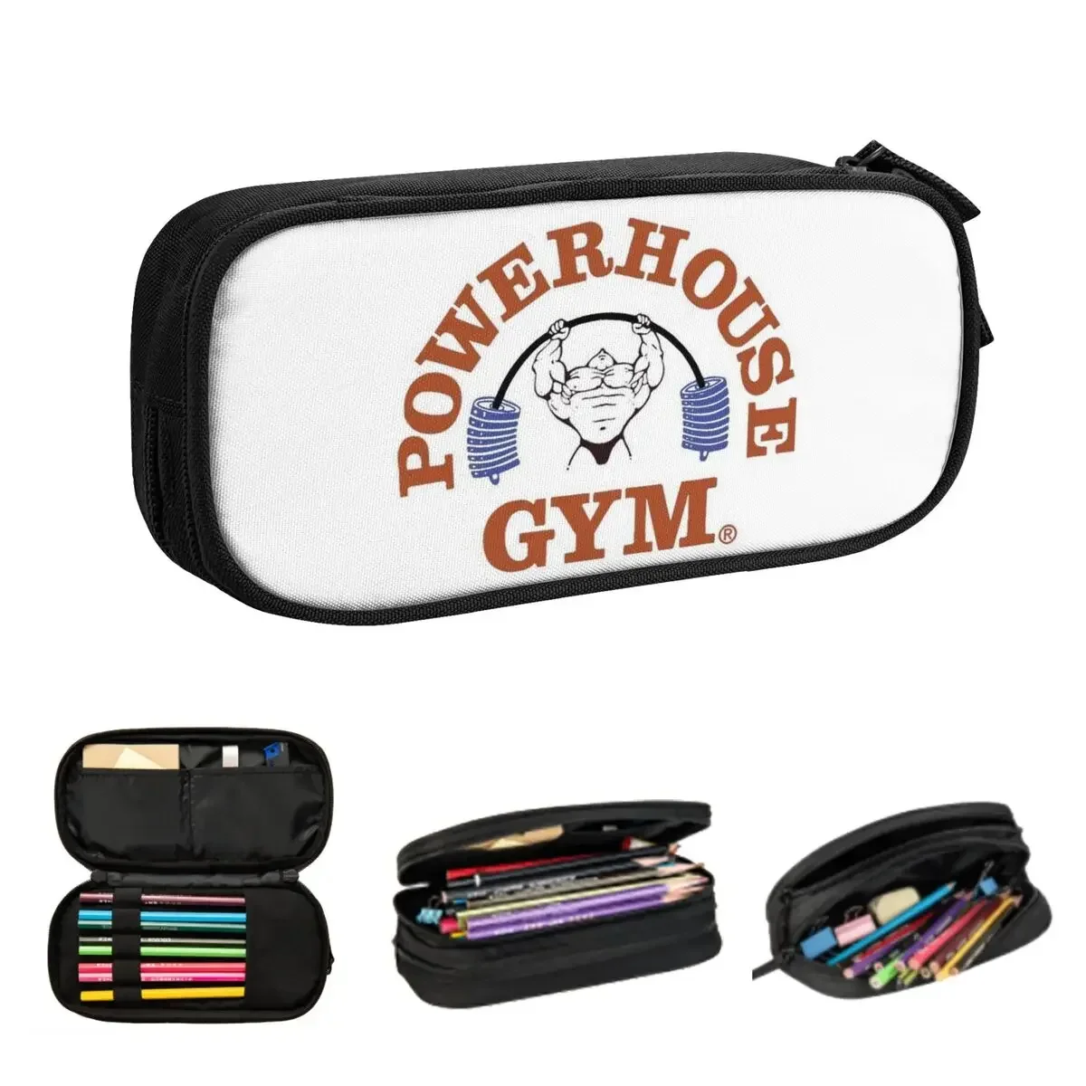 

Powerhouse Gym Pencil Cases Large Capacity Pen Bags Pen Box Pencil Pouch For Boys Girls Students Stationery School Office