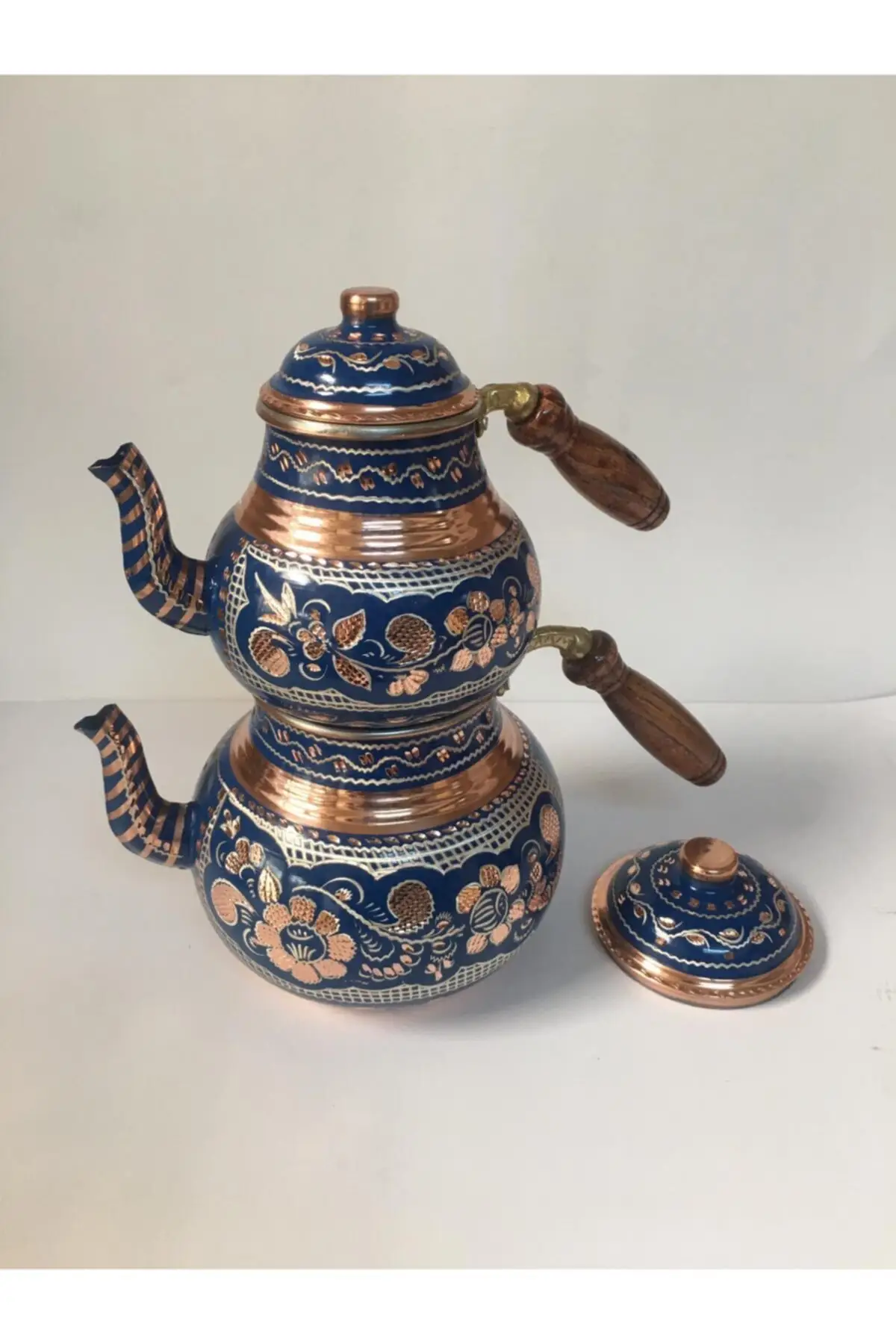 

DOLBOVI copper embroidered navy blue teapot No2 2 Lt Cooper Tea Pots Handmade