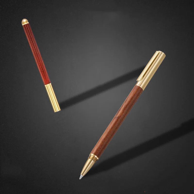 High Grade Business Solid Wood Brass Metal Neutral Signature Pen Wood Pearl Pen Red Sandalwood Gift Gift Pen