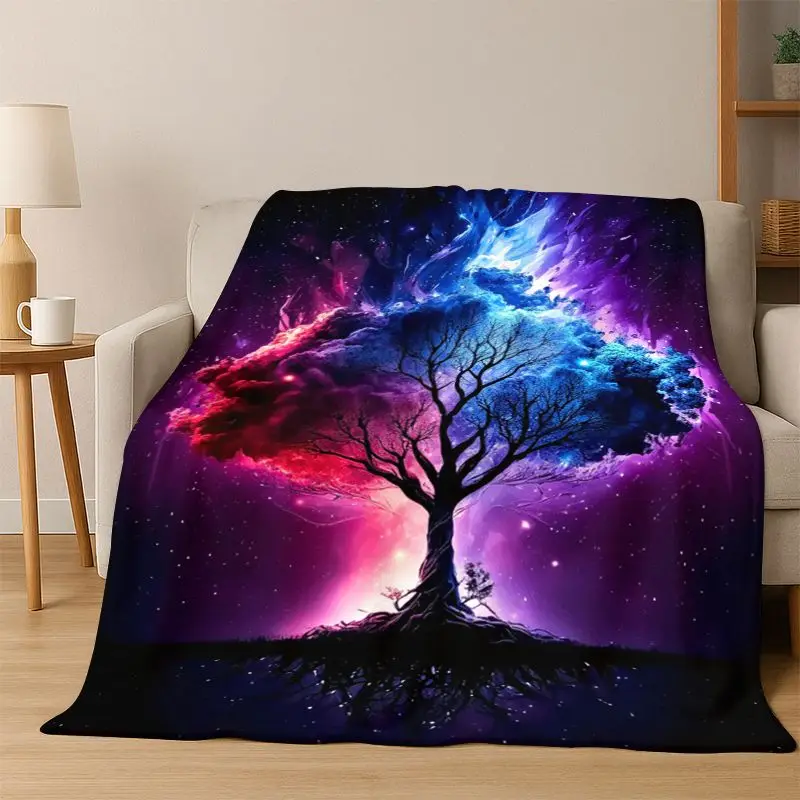 Tree of Life Nordic Mythology Yggdrasil Nature cartoon Flannel Blanket Soft Throw Blanket for Bedroom Living Room Bed Travel kid