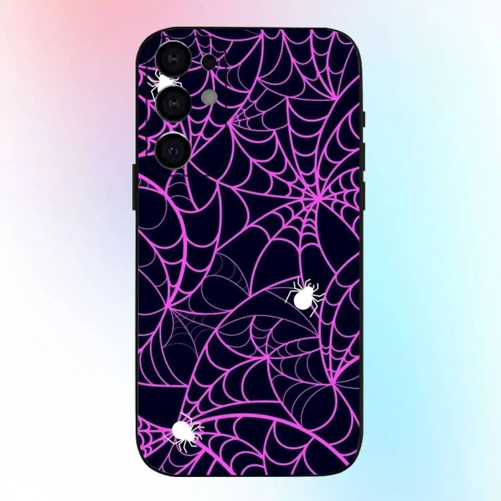 حافظة هاتف بنمط شبكة العنكبوت لهاتف سامسونج S25، S24، S21، S22، S23، S30، Ultra، S20، Plus، Fe، Lite، Note، 10,9,5G غطاء أسود