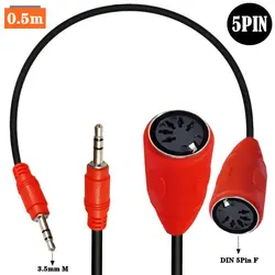 90 ° łokieć MIDI do TRS 3.5mm męski do 5Pin żeński wtyk Audio do MIDI kabel Adapter Audio 0.5M