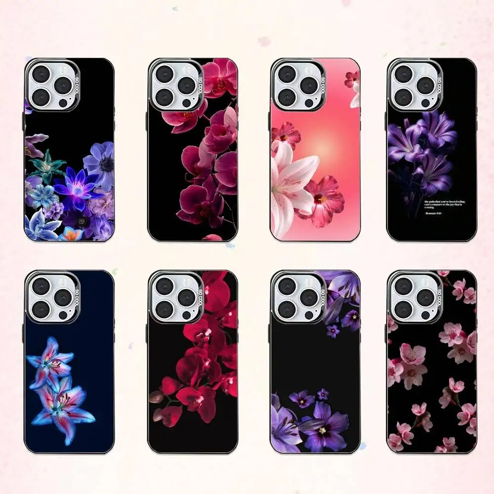 

B-Beautiful F-Flowers Phone Case For iPhone17,16,15,14,13,12,11 Plus,Pro Max Colored Silver Plated Inside Cover