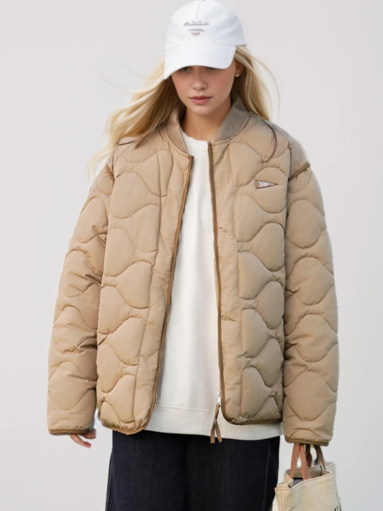 Korean Oversized Puffer Jacket Women Checkered Loose Cotton Padded Jackets Female Thick Warm Streetwear Parkas Mujer Outwear