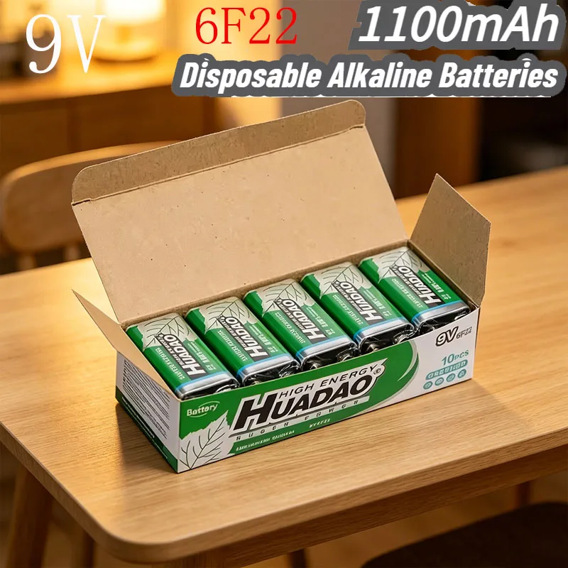 2-20Pcs 9V 6F22 Carbon Dry Battery 1100mAh Disposable 9Volt Battery for Multimeter Smoke Alarm Wireless Microphone KTV Toy