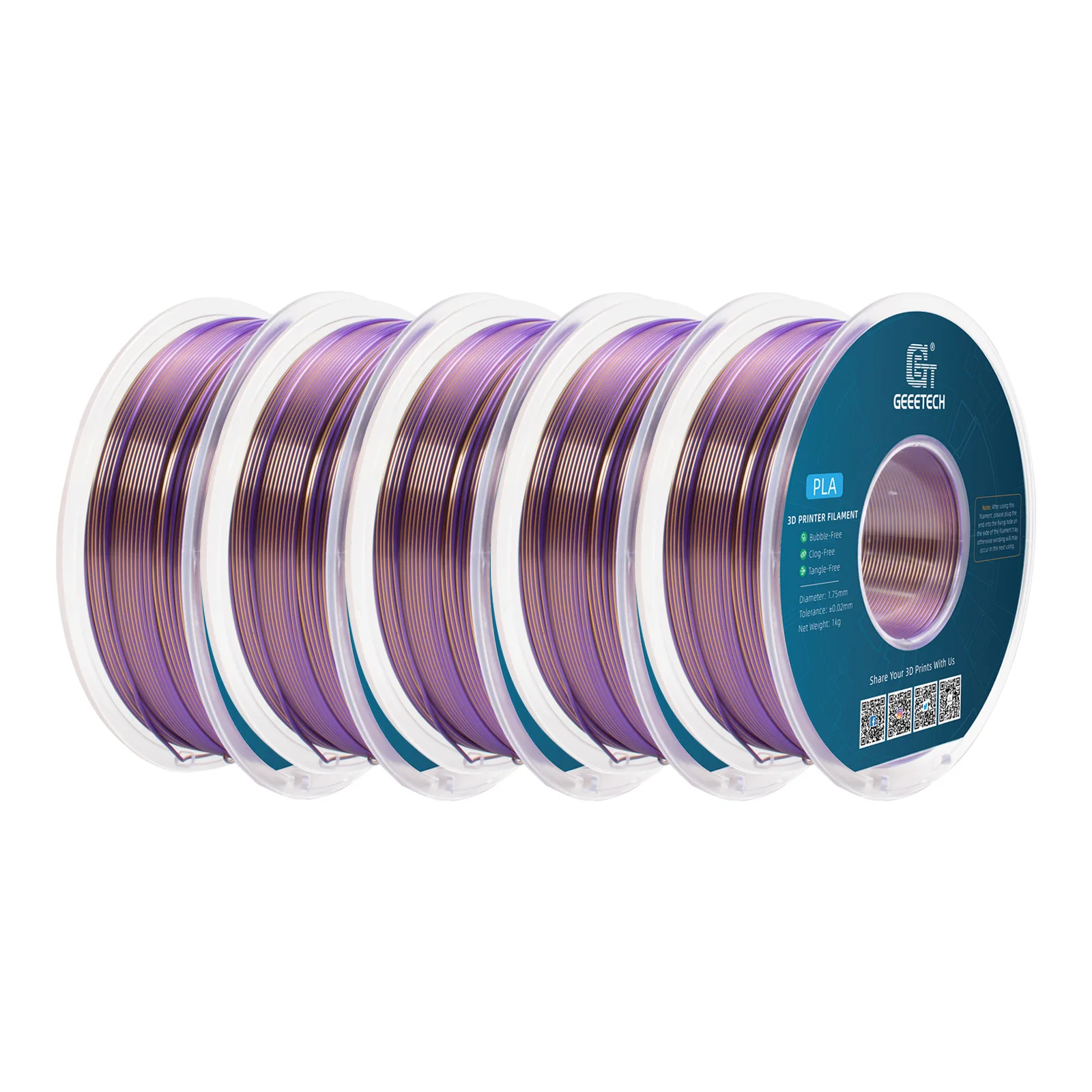 Geeetech 5KG Silk Dual Color PLA 3D Printer Filament High Gloss Gradient Color High Toughness