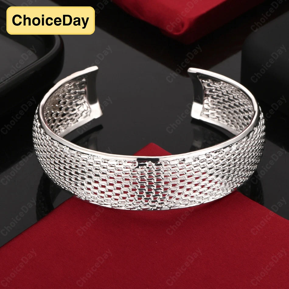 

ChoiceDay 925 Sterling Silver Open Delicate Fine Mesh Bracelet Men and Women Party Hip Hop Accessories Fashion Jewelry