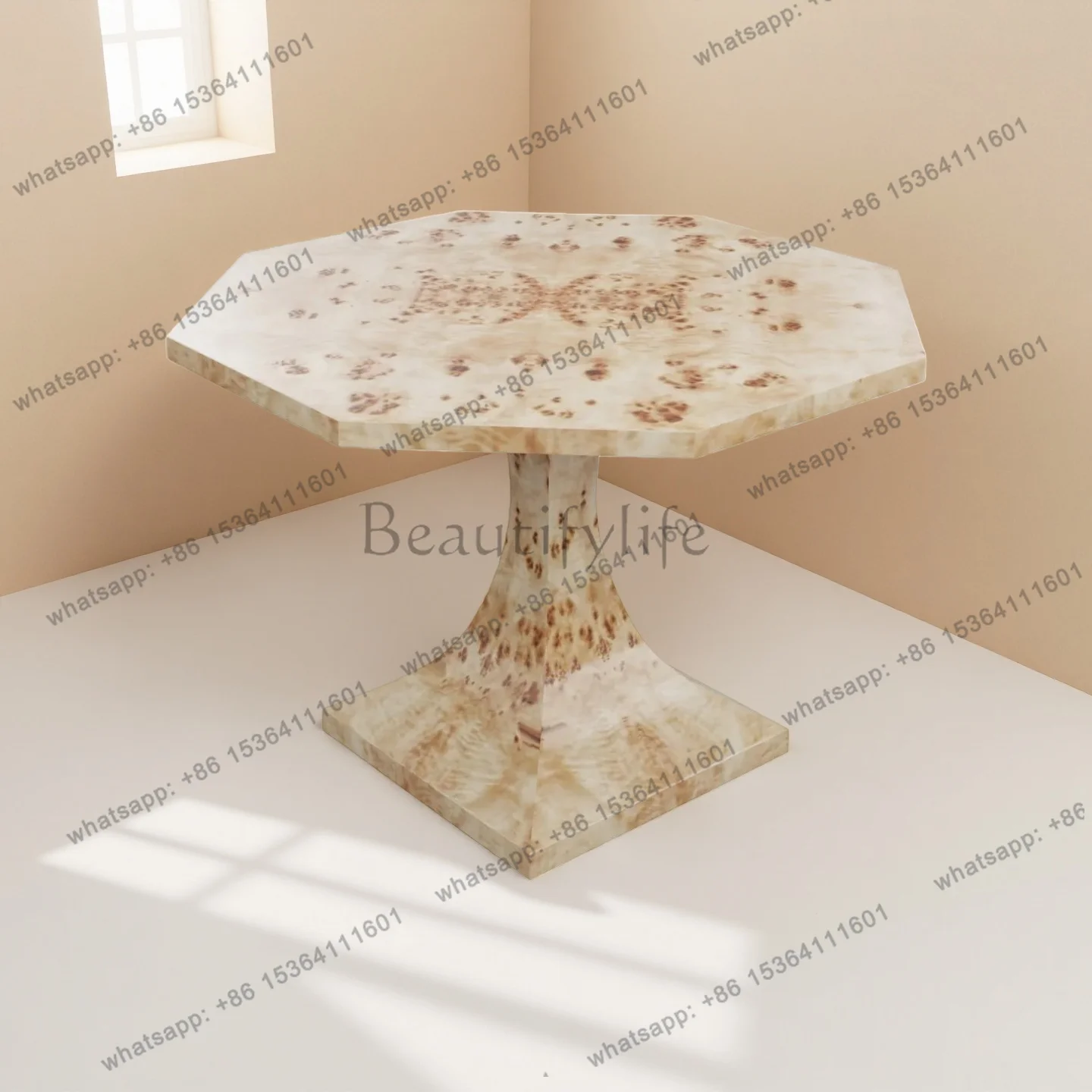 Customizable French retro solid wood dining table home exhibition hall model room polygonal table Factory Direct