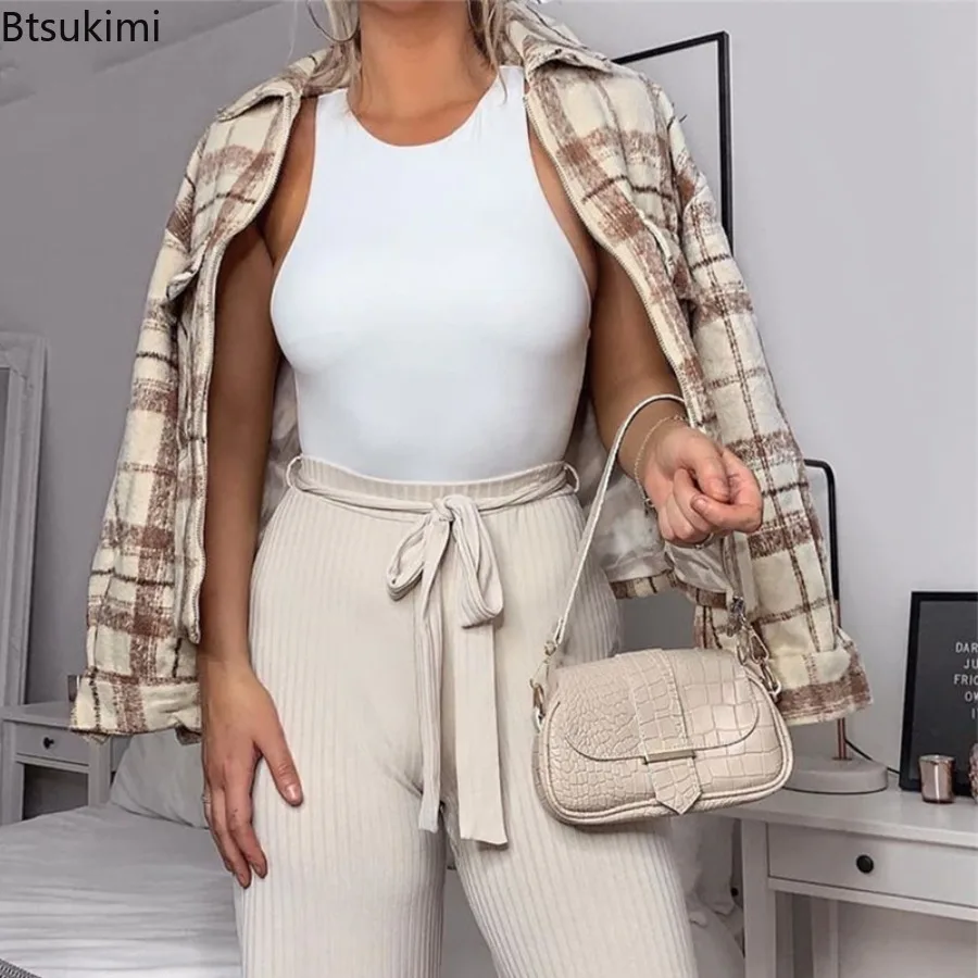 Sexy Sleeveless Jumpsuit Women's Streetwear Leggings Basic Solid Color Overall Top Fashionable Off Shoulder Round Neck Jumpsuit