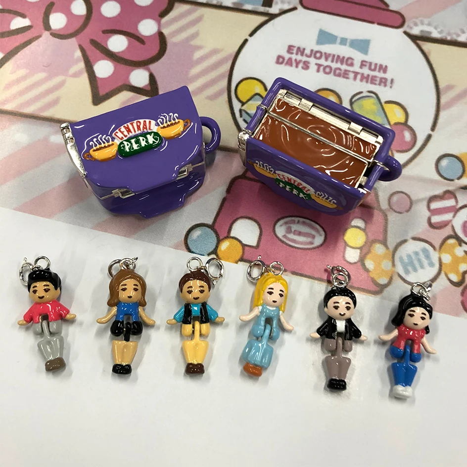 

Подвеска из стерлингового серебра 925 пробы Polly Pocket Friends Central Perk для ожерелья с 6 куклами, висячие подвески, фанаты, косплей, ювелирные изделия, подарки