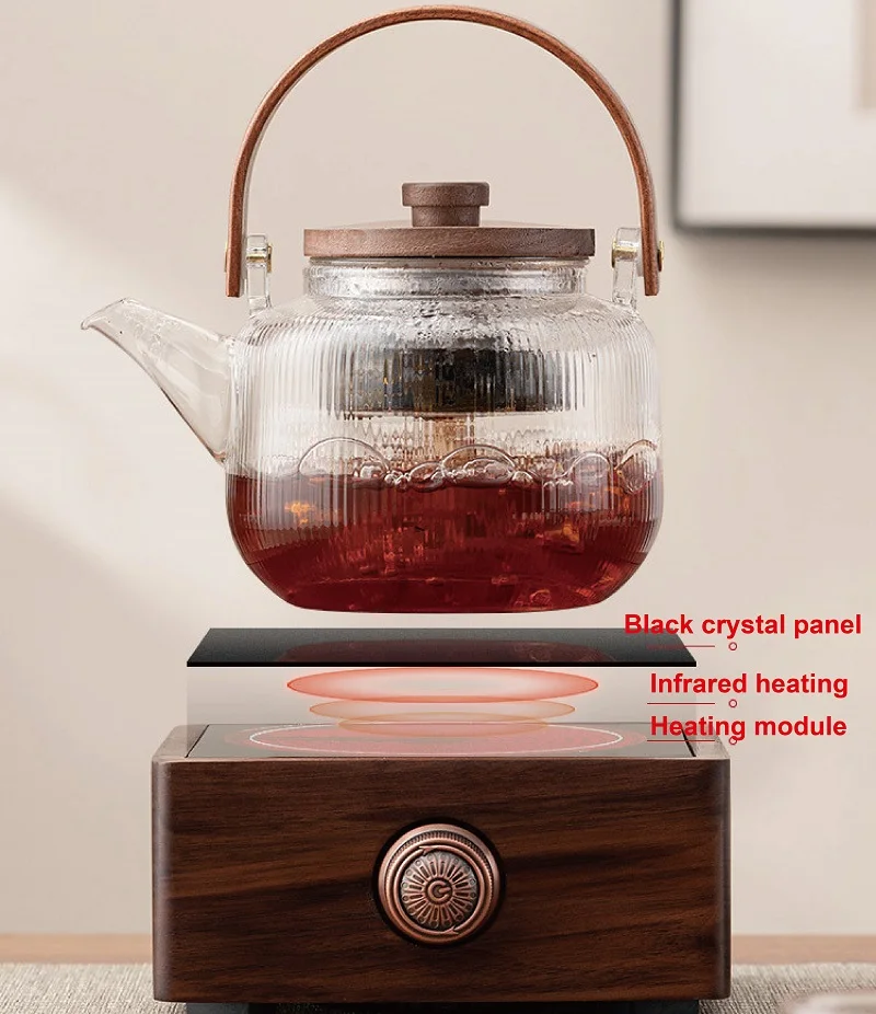 Electric Hot Plate Heater Stove Heating Furnace Office Tea Maker Water Boiler 1000W 110V Walnut Electric Ceramic Stove Tea Stove