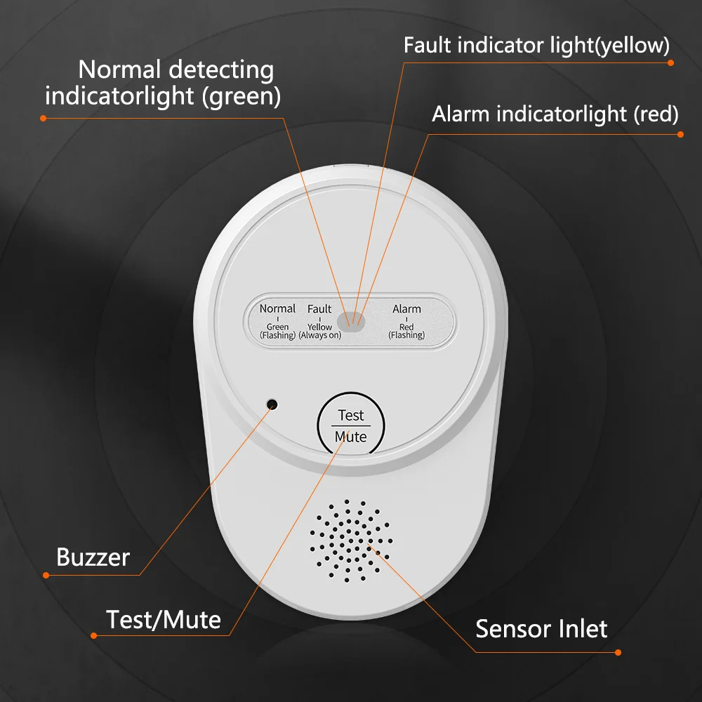 New Design ABS Handheld Single Gas Detector CO CH4 Personal Wire Gas Alarm for Home Use