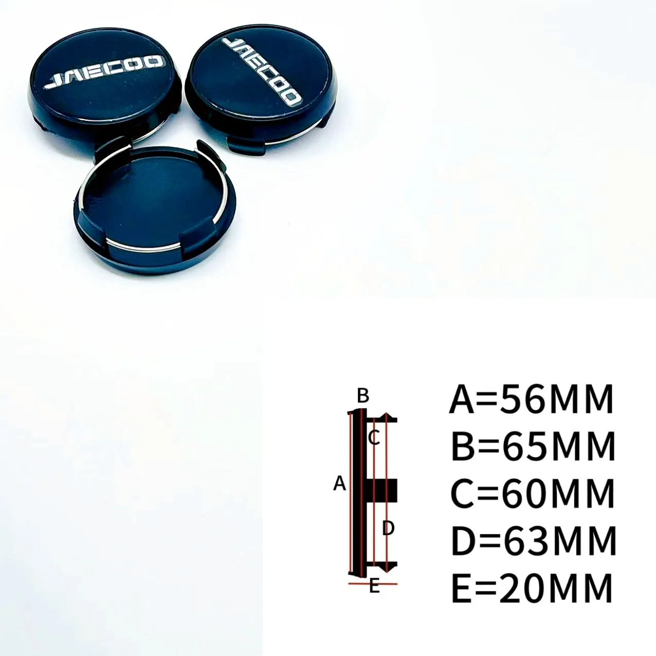 4PCS 3D Black / Silver 65MM Wheel Hub Cap JAECOO Logo Sport Rim Cover Wheel Center Cap Badge Styling Accessories