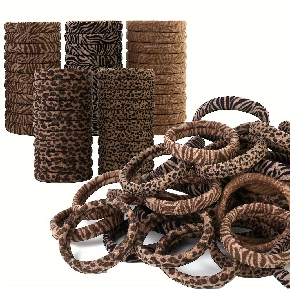 10/20/30/50/100pcs Women's Leopard Print Fashion Hair Tie Autumn and Winter High Elasticity Ponytail Hair Rope Headwear image 2
