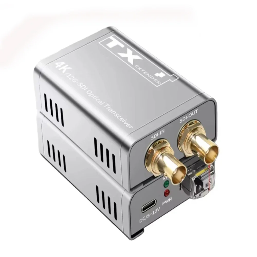 Single-fiber LCD transmitter-receiver integrated machine, SDI fiber extender, 20 km, single-mode, 12G, 4K