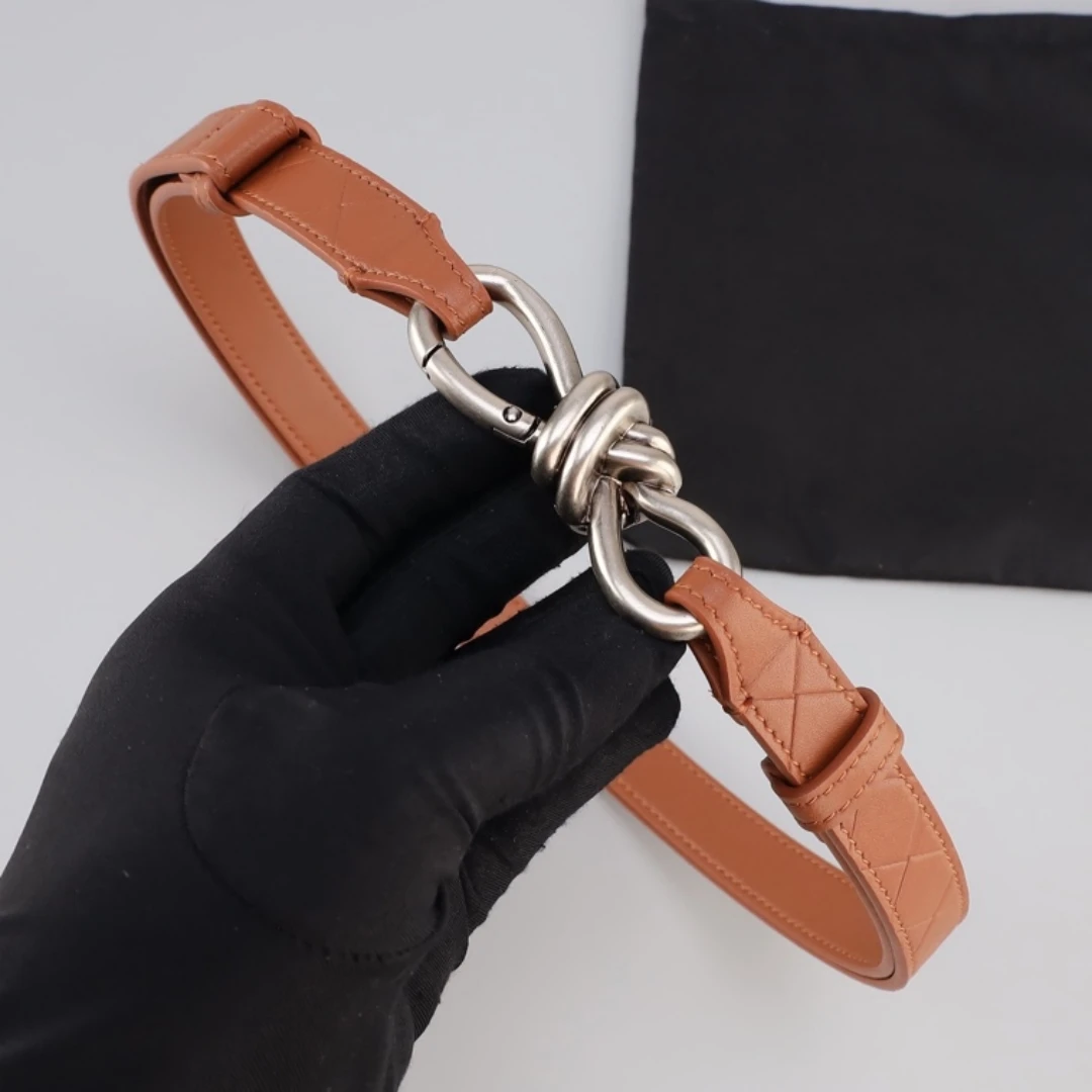 Real Leather Knot Belt For Women Small Belt Fashionable Belt With Buckle Dress And Jeans Belts 2.0cm BV01