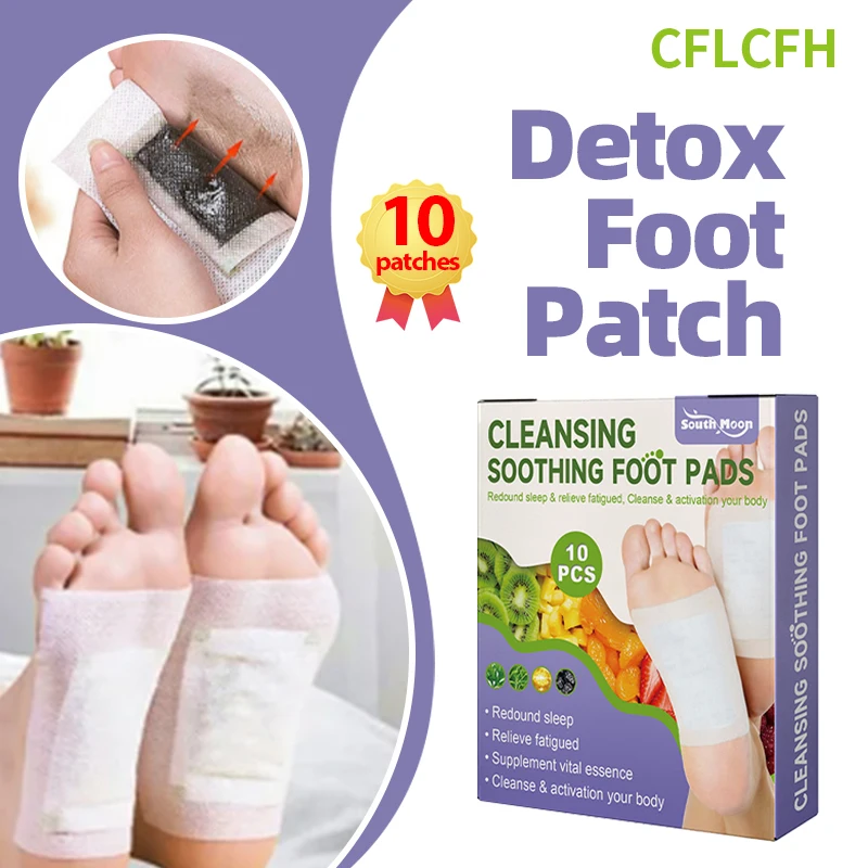 

Foot Detox Patch Body Toxin Detoxification Feet Pads Deep Cleaning Stress Relief Soothing Slimming Natural Wormwood Sticker