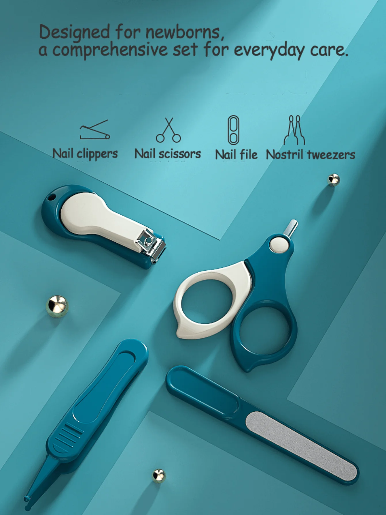 Baby Nail Scissors, Newborn Nail Clipper Set, Children's Safety Scissors, Anti-Pinch Nail Clippers Set, Gift Set