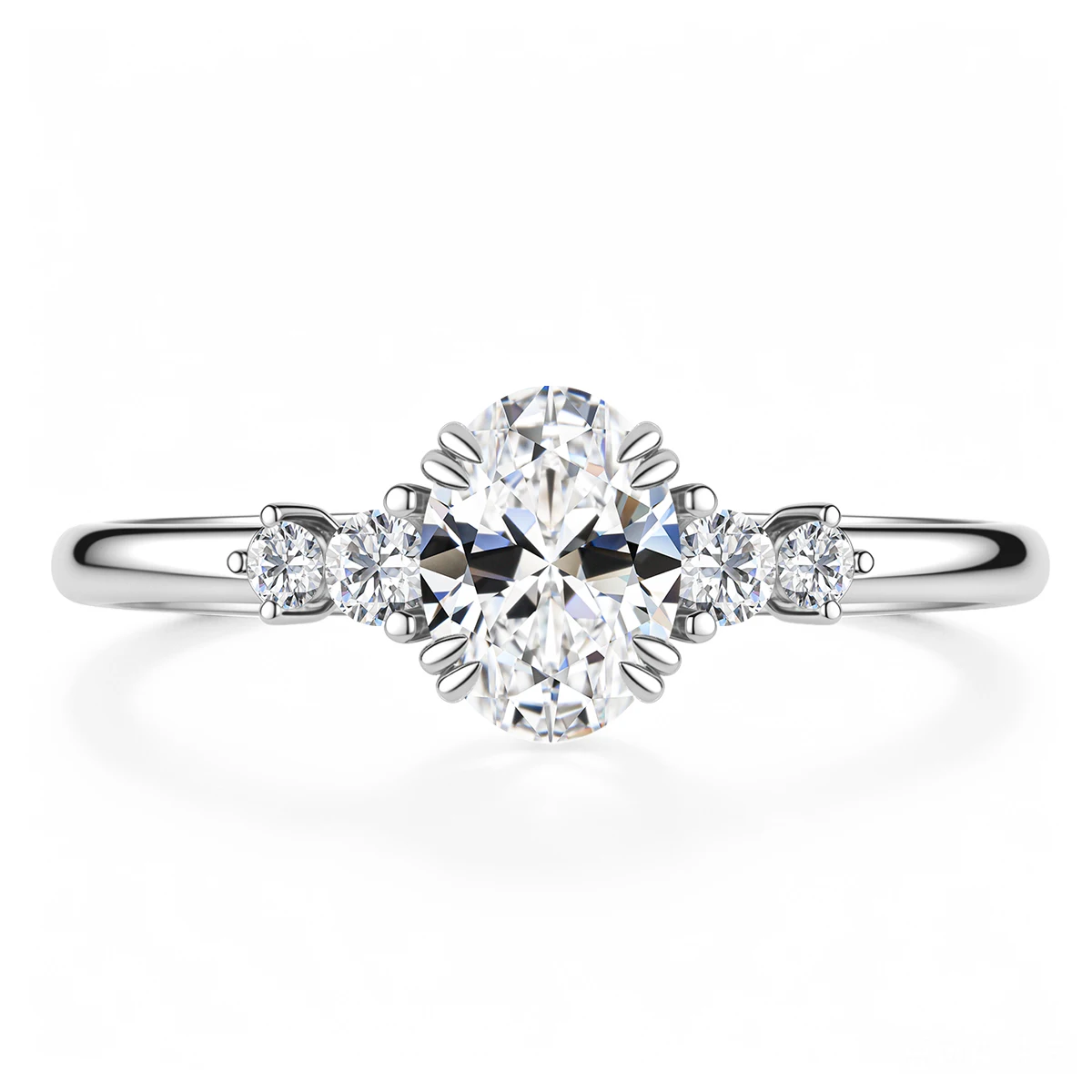 1,5 Karat 925 Sterling Silber Prachtvoller Glänzender Ovaler Moissanit-Ring für Damen, Verlobungs- und Hochzeits-Halb-Ewigkeitsring mit Zertifikat – Detail 8