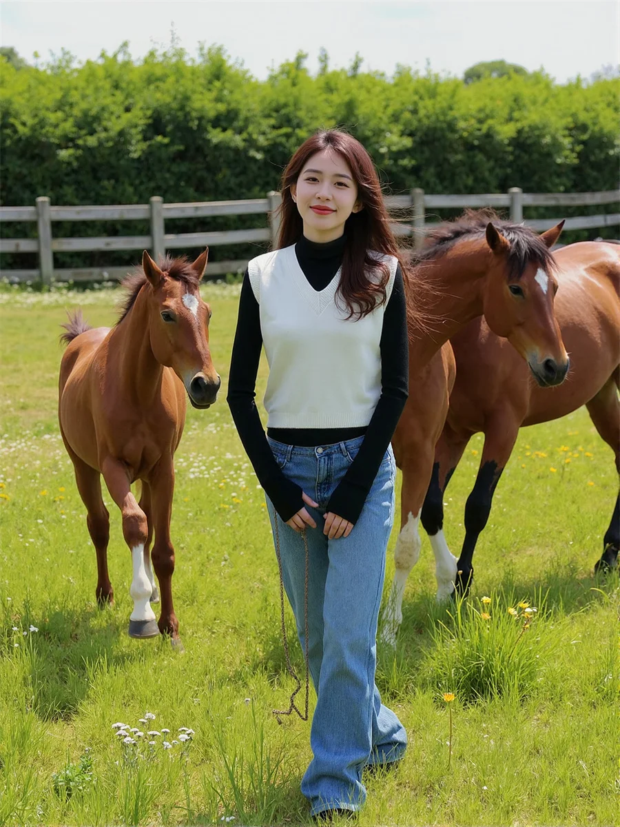 Damskie swetry bez rękawów, dzianinowe, luźne, uniwersalne, wzór w pepitkę, zapinane na guziki, codzienne, modne, proste, damskie.