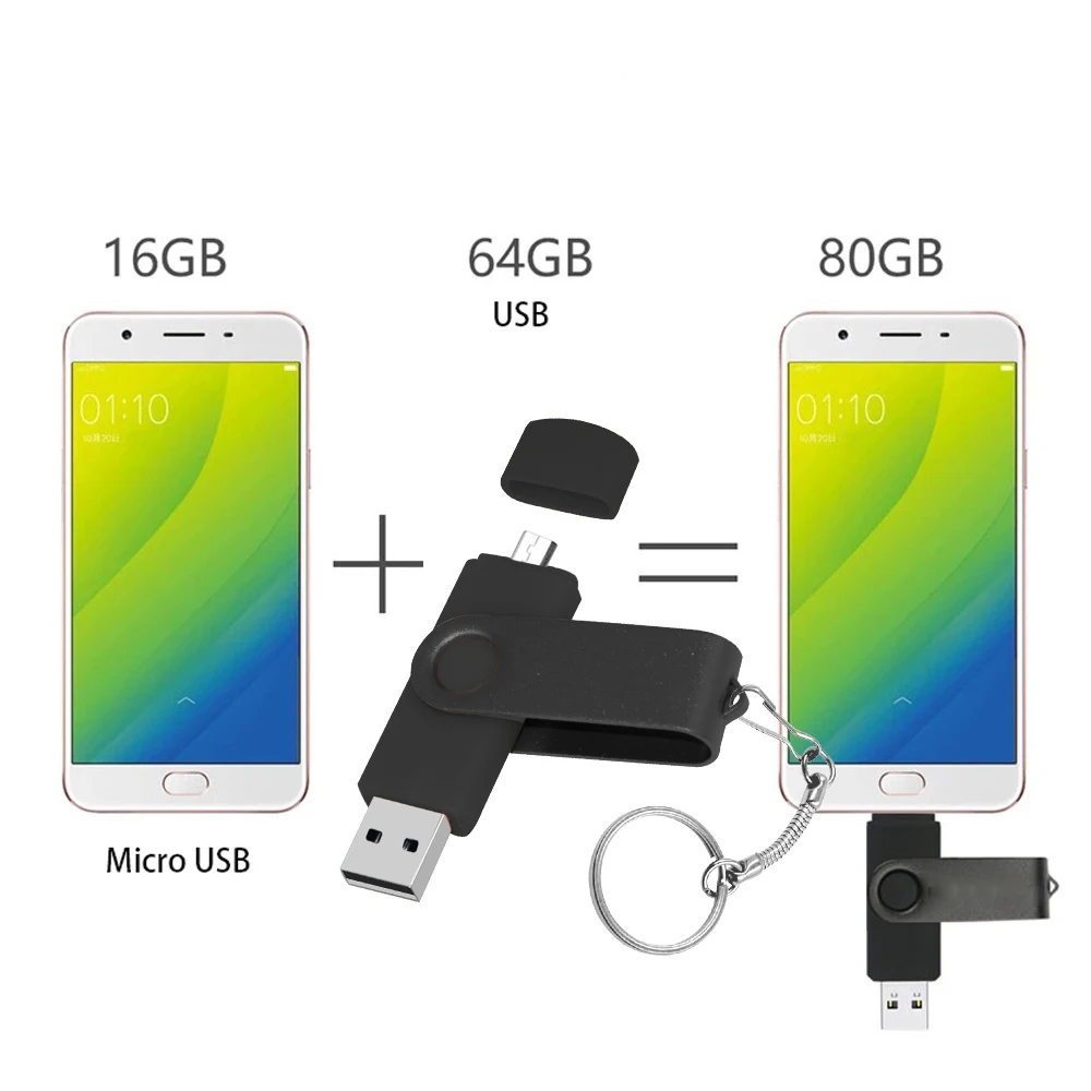 Gratis Custom Logo Hoge Snelheid Pendrives Otg Usb 2.0 Pc & Smartphone Flash Drive 8Gb 16Gb 32Gb 64Gb Metalen Aanpassen Logo Memory Stick