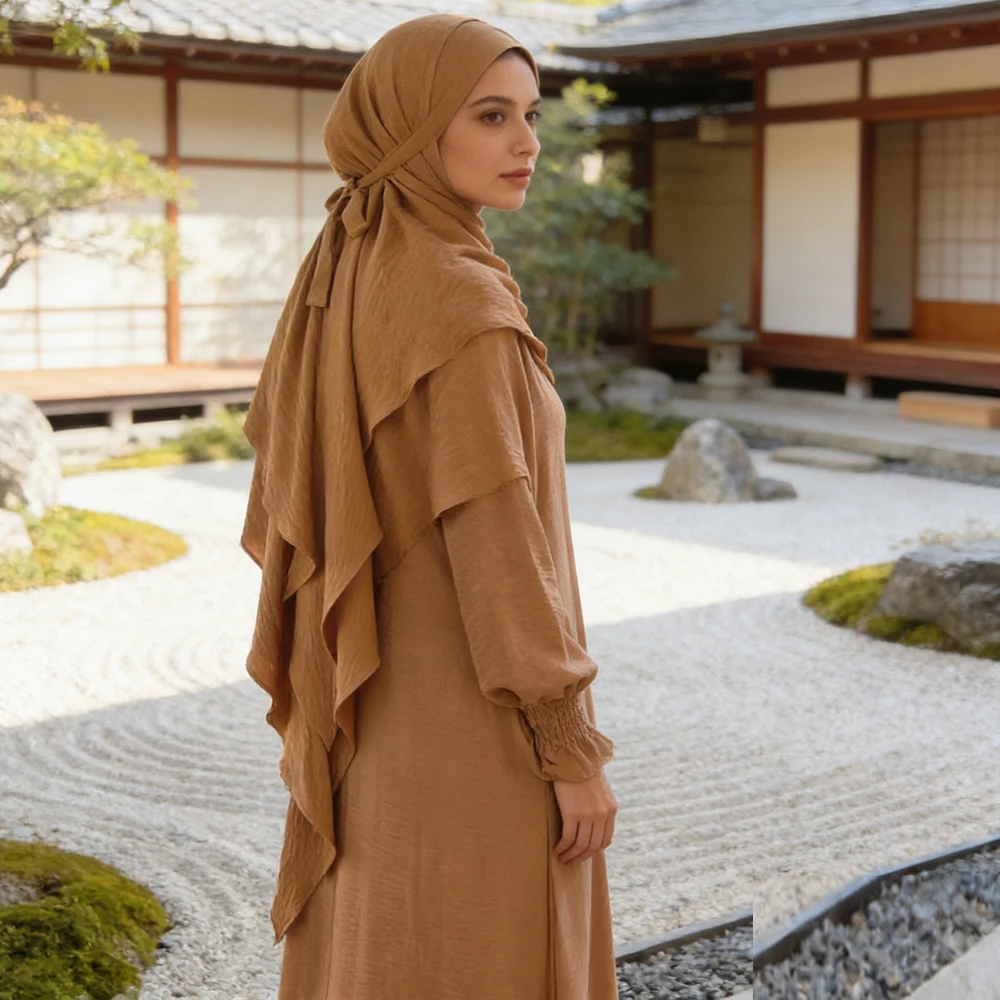 

Overhead Khimar Abayas 2 Piece Set Eid Ramadan Prayer Garment Muslim Women Hooded Niqab Abaya Kaftan Dress Robe Islamic Clothing