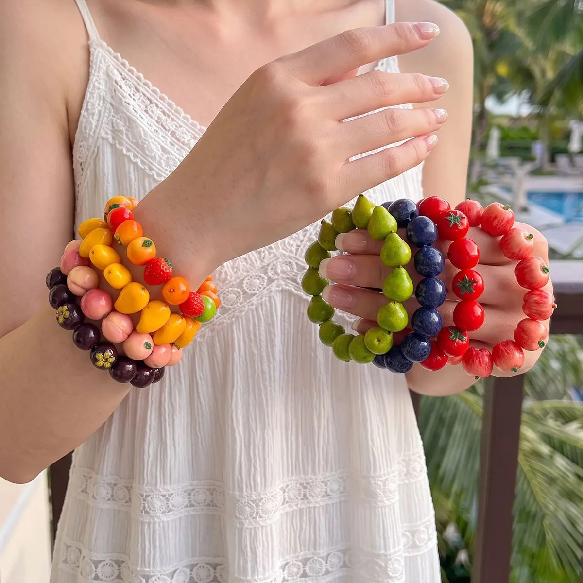 Fun Fruit Stretch Bracelets: Cute Bracelets, Dopamine-Inducing, Fresh Versatile Vacation-Style Stretch Bracelets and Accessories