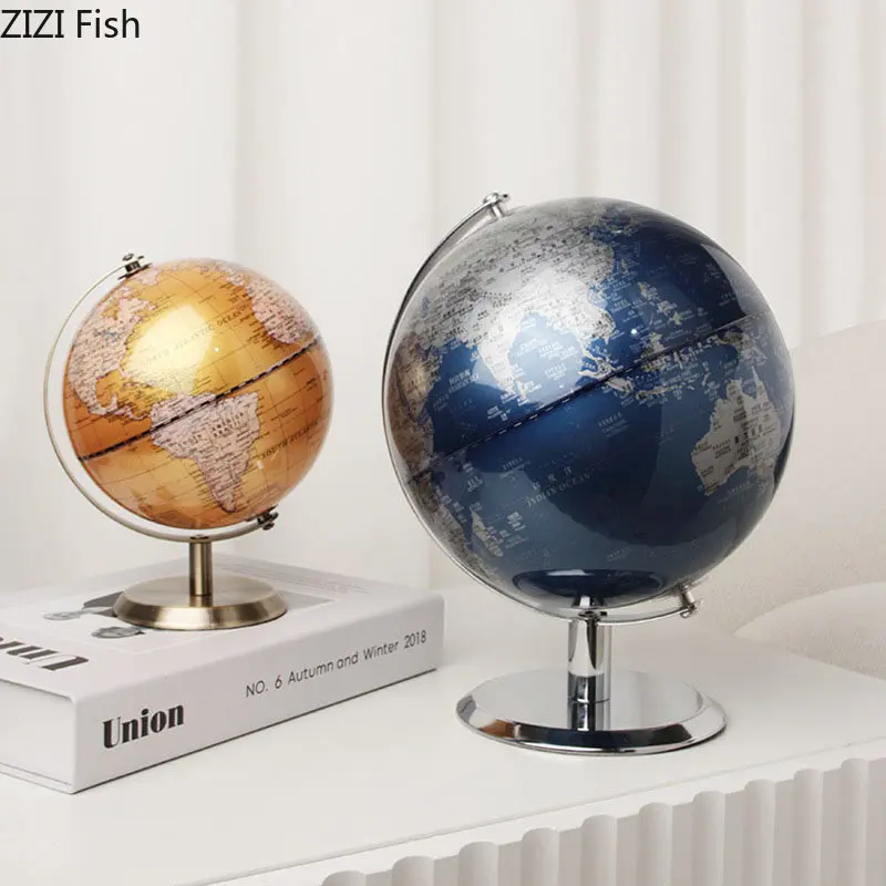 Rotating Earth Globe Ornaments Teaching Tools World Map Geography Globe TV Cabinet Desk Decoration Crafts Modern Home Decor