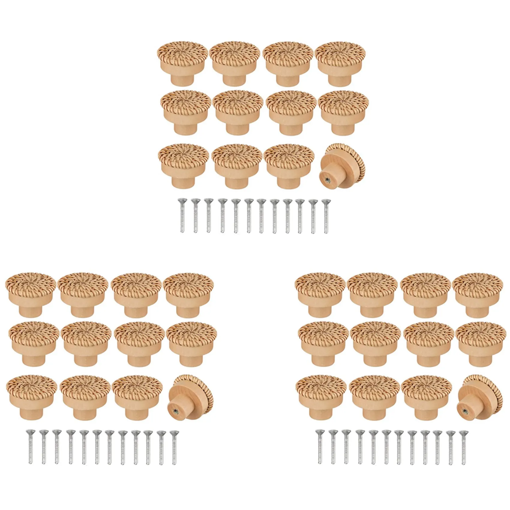 

Boho Rattan Dresser Knobs Round Wooden Drawer Knobs Handmade Wicker Woven And Screws For Boho Furniture Knobs 36Pcs-AS97