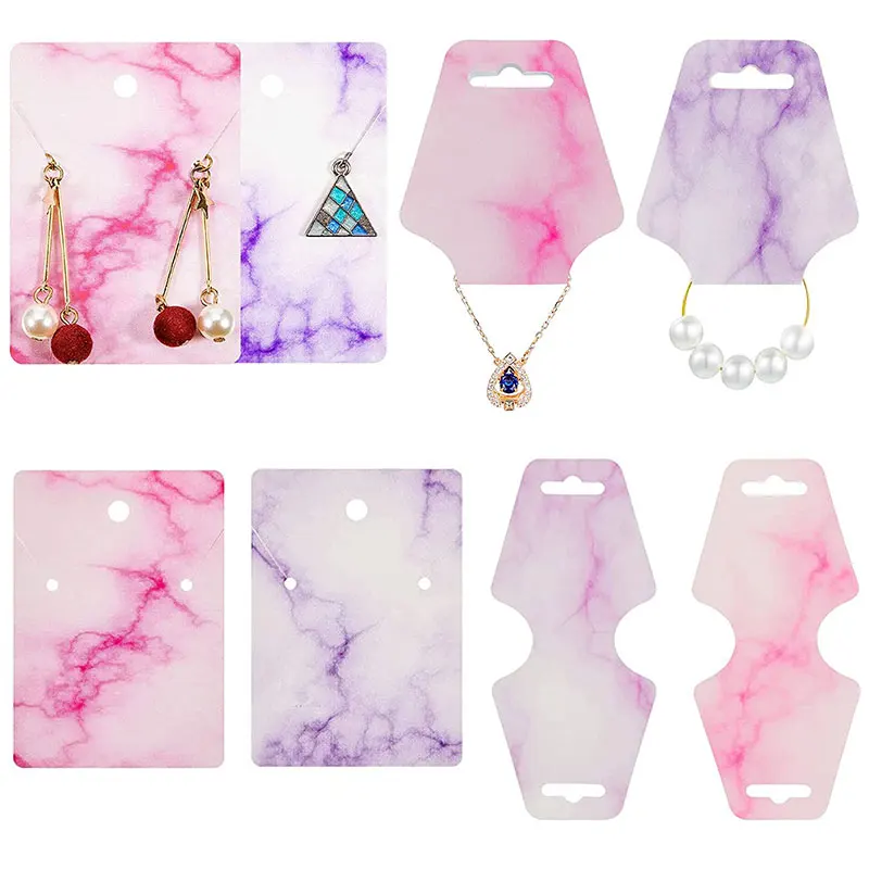 

50pcs Earring Necklace Display Cards 4.5x10.7cm & 5x7cm Marble Paper Tag for DIY Jewelry Packing Card Hanging Retail Price Tag