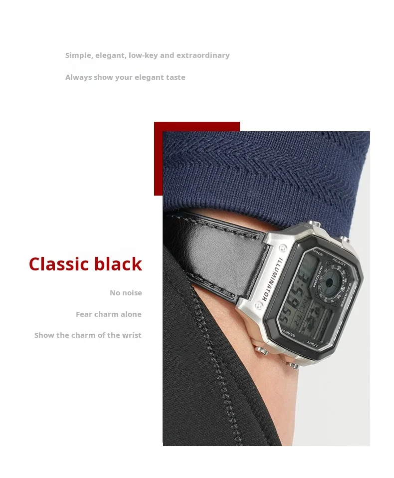 Retro-Uhrenarmband aus echtem Leder für Casio AE1200 AE1300/1000 A158W A168 W-216H, Vintage-Armband aus Rindsleder, 18 mm konvexes Uhrenarmband – Detail 8